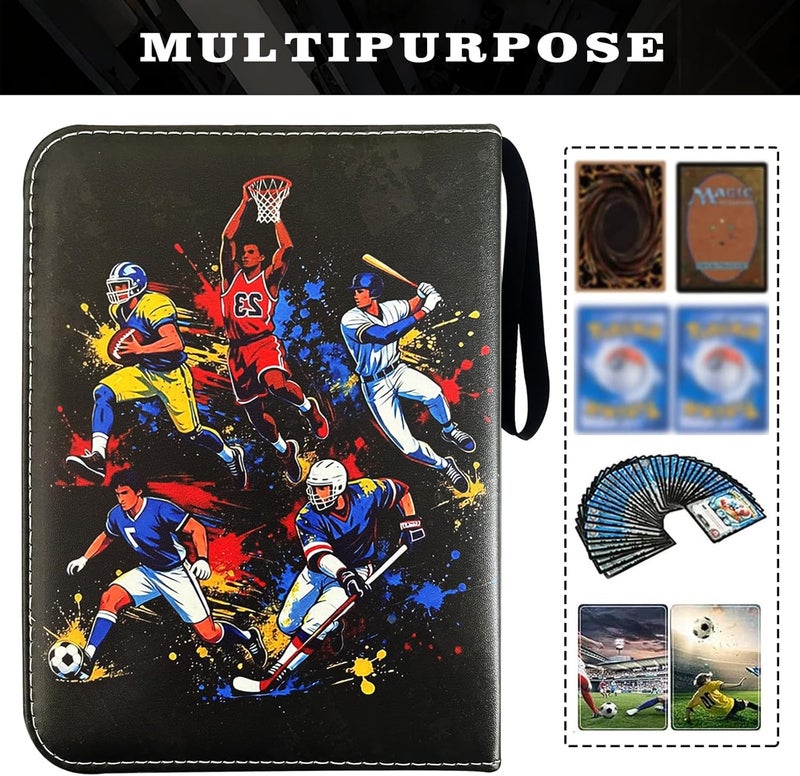 Rmannke 400 Pockets Sports Card Binder Sleeves for Trading Cards, Carrying Case with Sports Card Sleeves Album Holder Protectors for Football Baseball Cards - Image 4